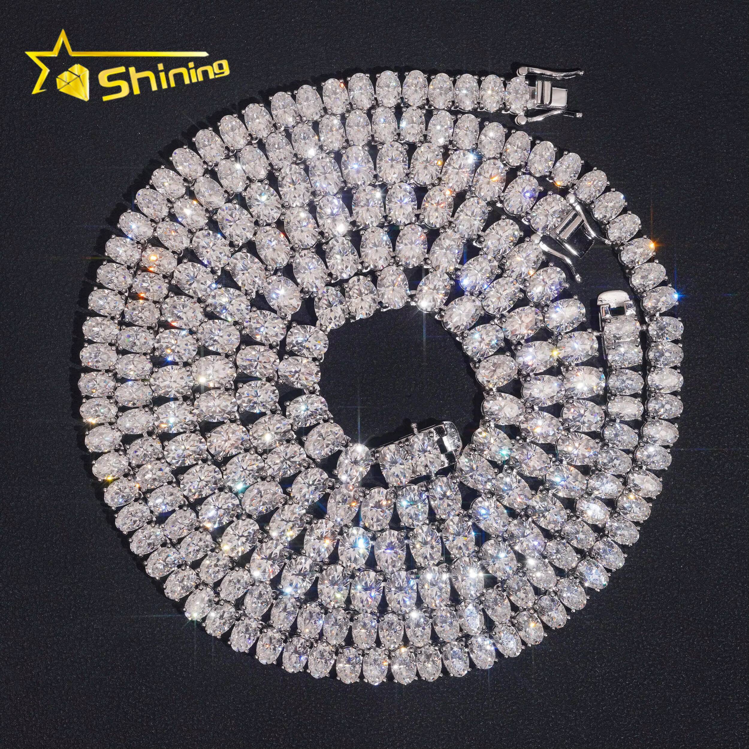 Luxury Oval Moissanite Tennis Chain 925 Sterling Silver Gold Plated Pass Diamond Test Moissanite Tennis Necklace Sparkling Chain