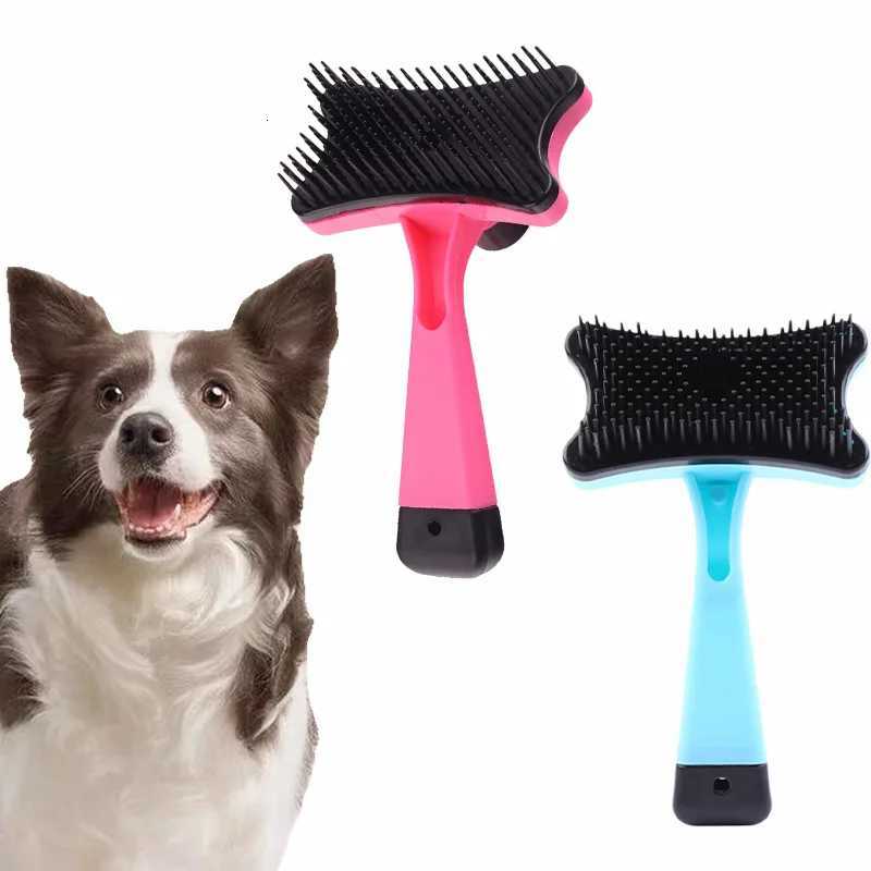 Self-Cleaning Pet Grooming Brush-Static-Free Massage Comb with Thick Bristles Summer Shedding Solution for Dogs Cats M251208
