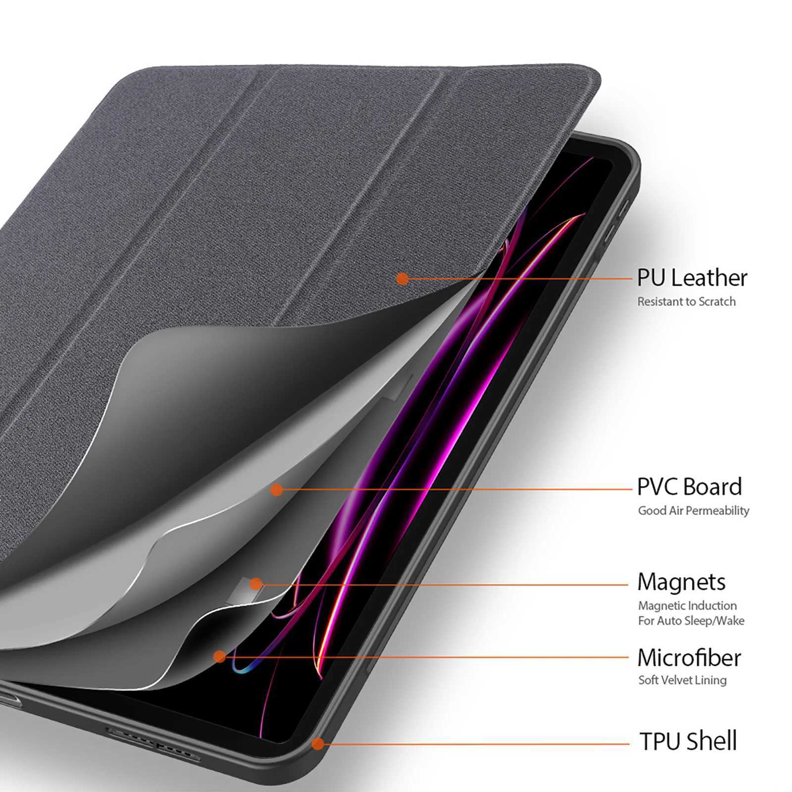 DUX DUCIS Trifold Stand Tablet Case for iPad Pro 11/129 iPad Air5/6 iPad7/8/9 102 with Stylus Pen Holder Auto Sleep Wake C251208