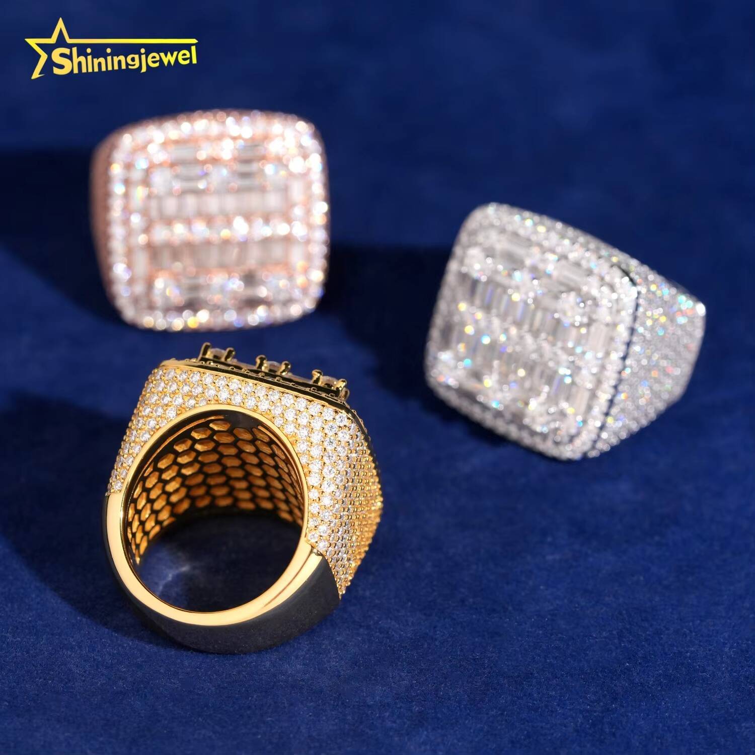 Hip Hop Rapper Style Iced Out Top Quality 925 Silver GRA Certificate Hip Hop Moissanite Ring for Men