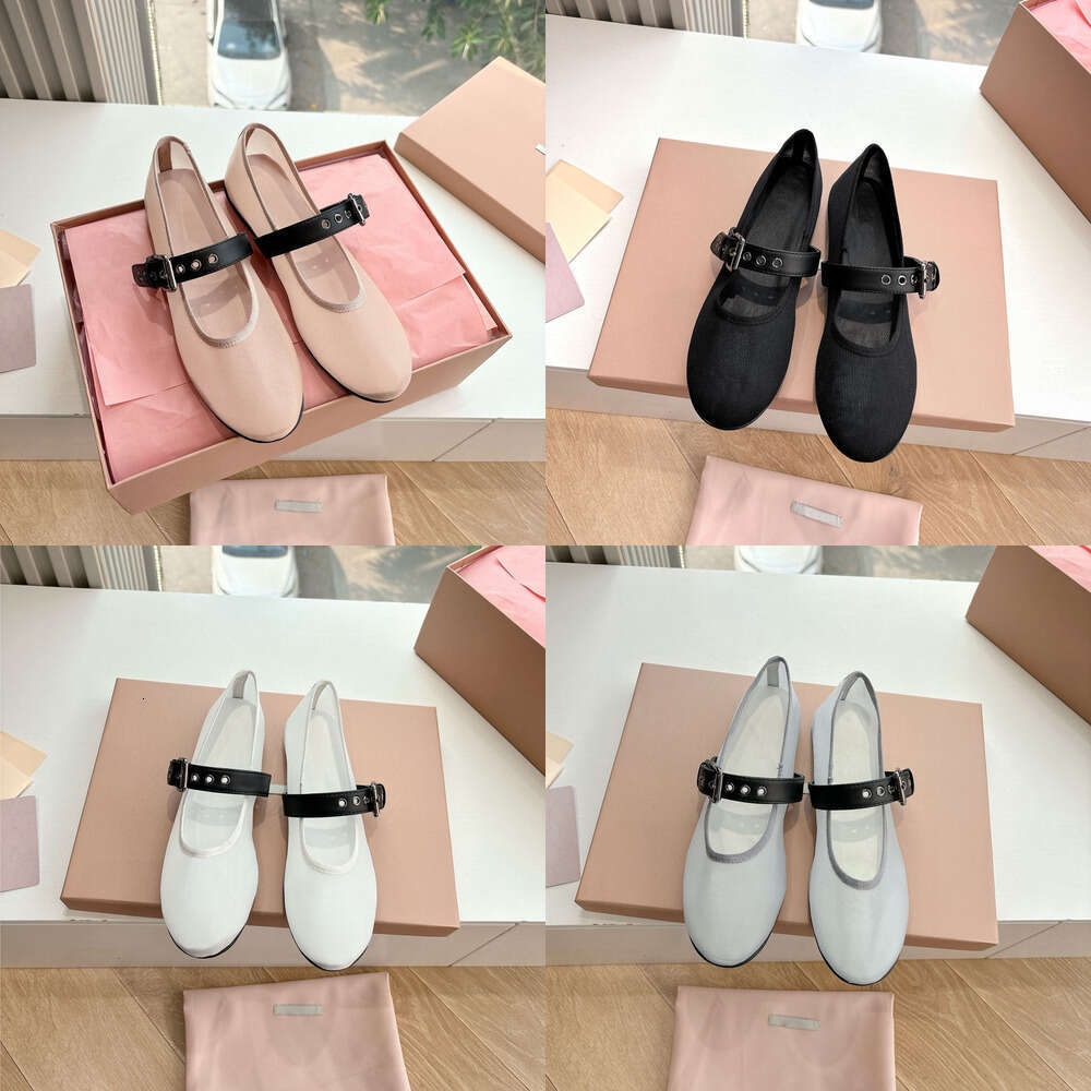 womens mesh buckle flats Dress Flat Walking Vacation shoes designer shoe woman Luxury ballet flat top quality Round-toed Mesh Ballet Mary Jane with strap loafer