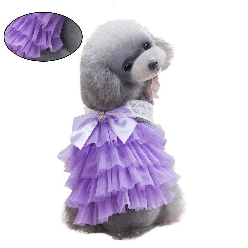 Pet Dog Bowknot Tutu Lace Dress Purple Xs Cute Comfortable Skirt for Walking Jogging Special Occasions Pet Dog Tutu Dress M251208