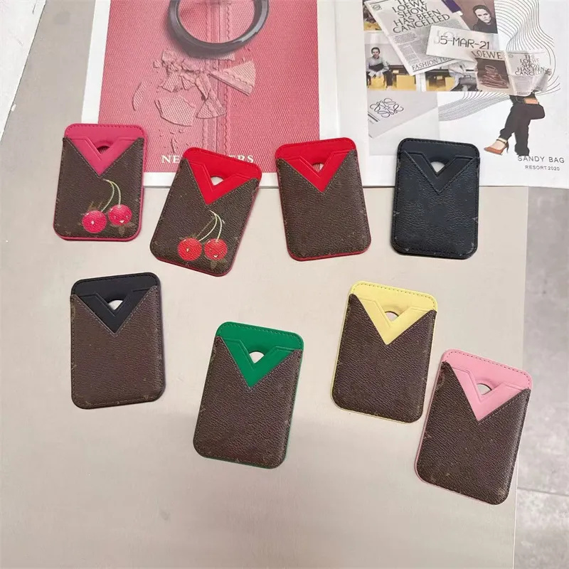 Designer MagSafe Magnetic Leather Card Holder Phone Case Hi All Fitted Women Men Universal Card Holders Cover for ID Bank Bus Cards mini Wallet