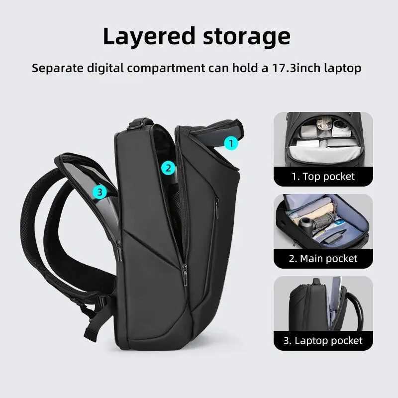 MARK RYDEN Business Backpack for Men Waterproof and Travel Laptop Backpack with USB Charging Fits 17 Inch Laptop and Tech Gear K251206