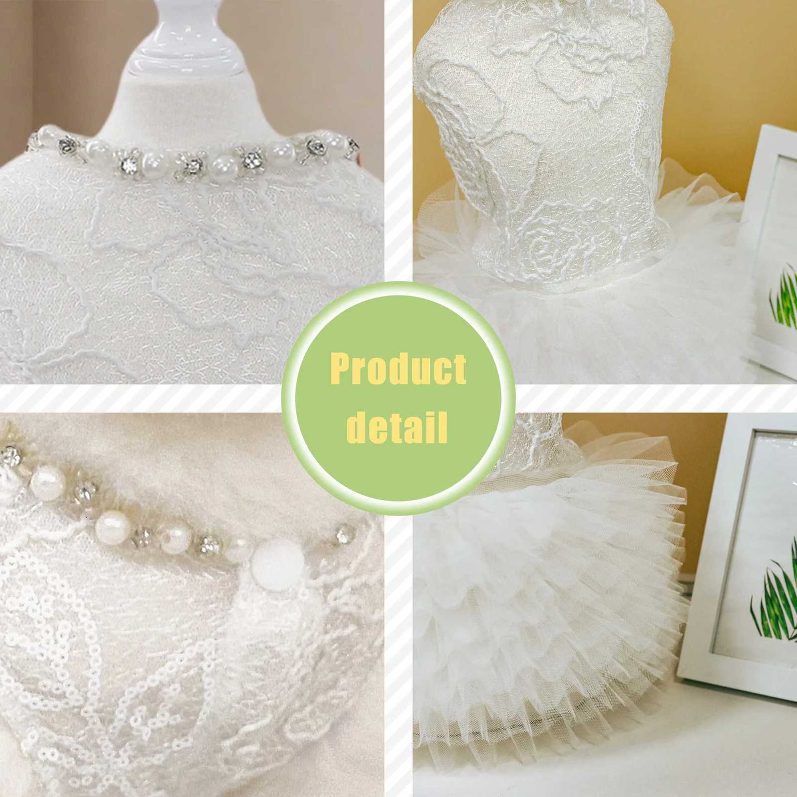 White Dog Dress Puppy Luxury Lace Pearl Skirt Dog Clothes Princess Dresses Wedding Classic Dress Tutu Skirt for Small Dogs Cat M251208