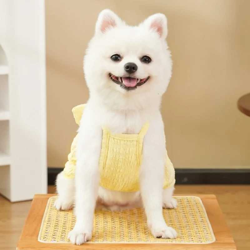 Summer Pet Dress for Small Dogs Luxury Bow Pet Princess Skirt Cute Solid Puppy Clothes Suspender Cat Dress Yorkshire Dog Clothes M251208