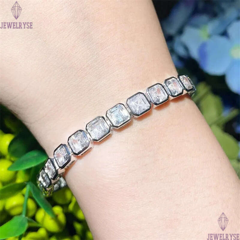 hiphop charm ennis bracele designer for woman man copper plaed chain square AAA zirconia silver whie diamond chains mens braceles womens luxury jewelr