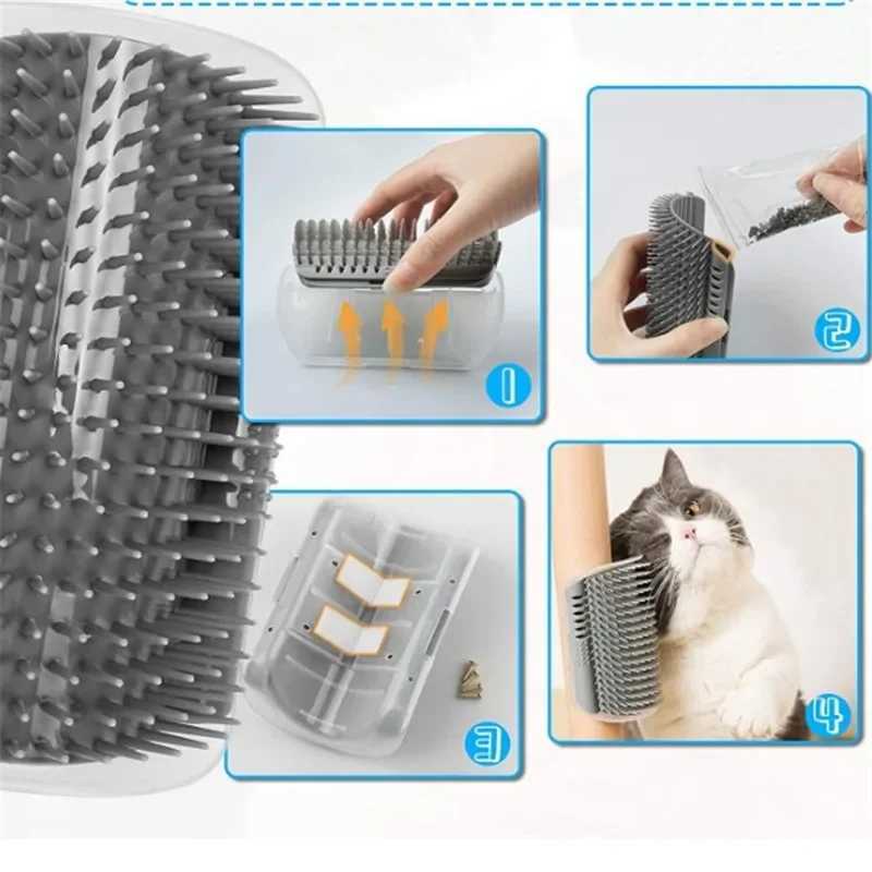 Cat Corner Brush Comb Massager for Cat Arch Plastic Scratcher Remove Hair Comb Grooming with Catnip Cat Self Cleaning Cat Supply M251208 - view 6