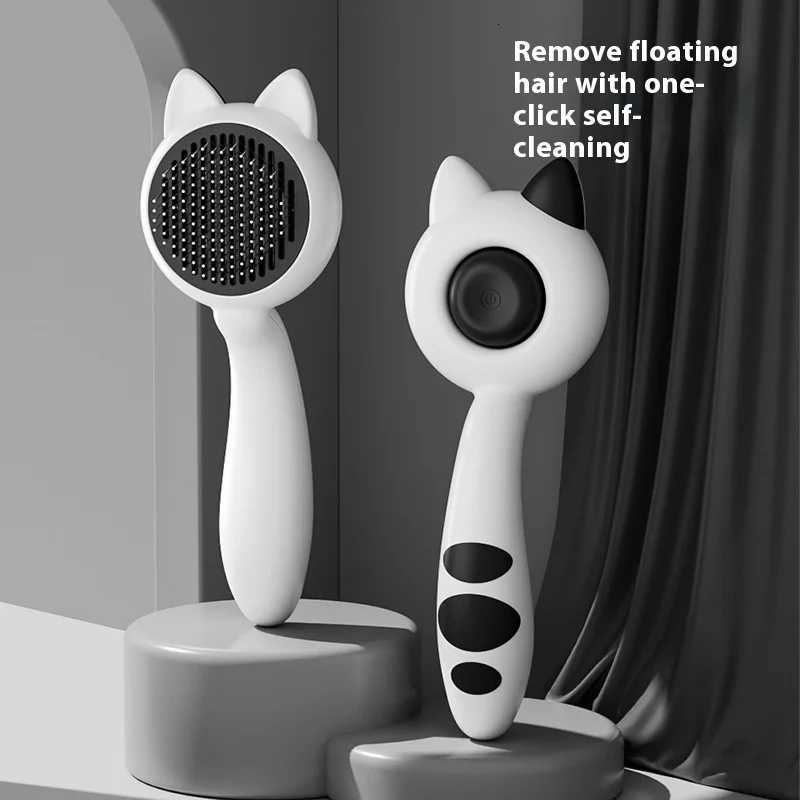 Self Cleaning Cat Brush Pet Grooming Tool Removes Loose Fur Magic Deshedding Comb for Cats Massage Slicker Brush Easy to Clean M251208