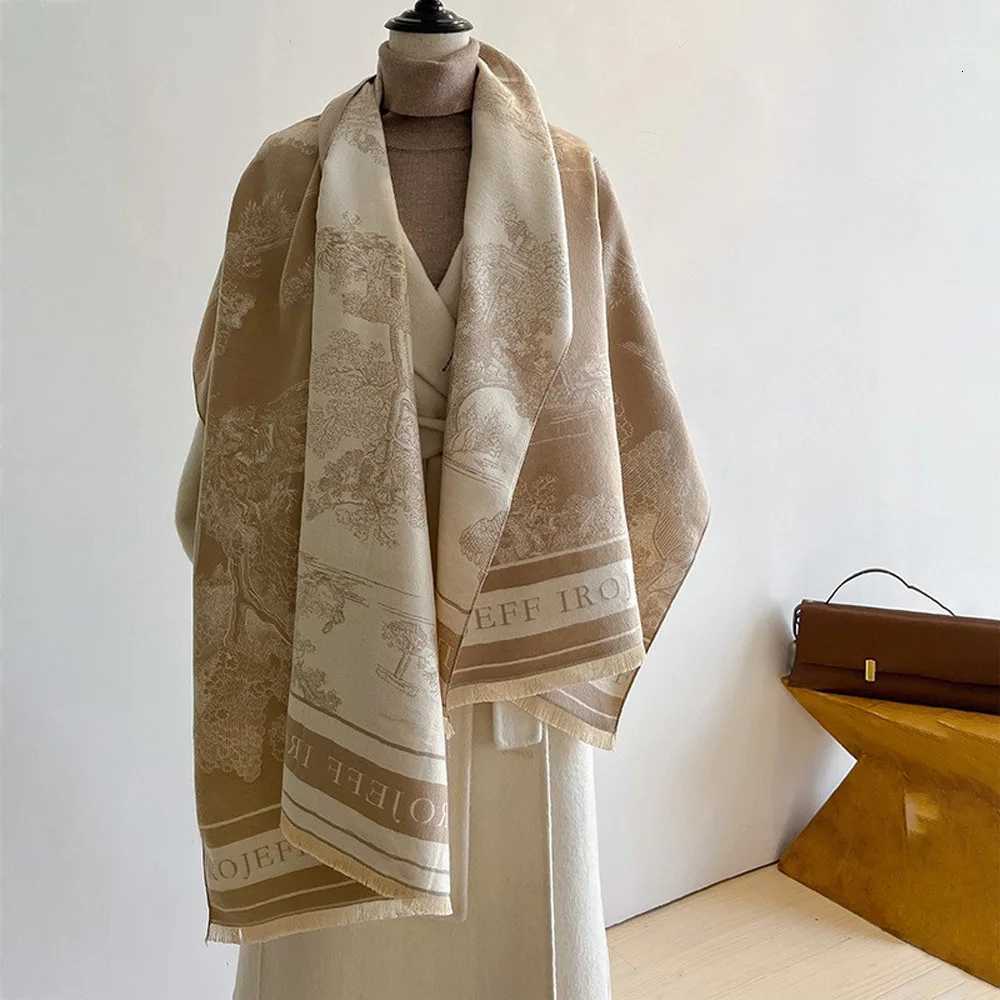 Luxury Luxury Autumn Winter Printed Tassel Imitation Cashmere Scarf Women Fashion Versatile Lady Girls Warm Cape Neck Ladies Scarves Y251208