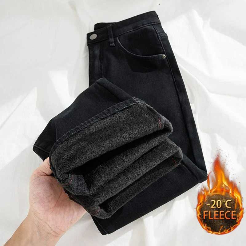 Autumn Winter Womens Y2K Wide Leg Thicken High Waist Jeans Denim Thermal Fleece Lined Warm Jeans Casual Korean Style TrousersT251208