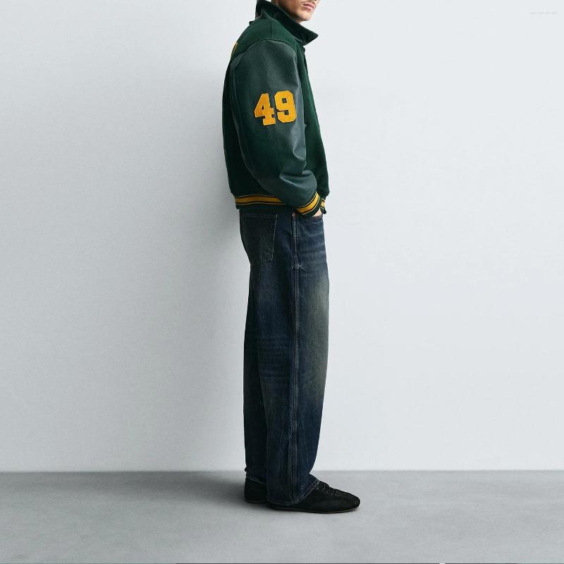 Men's Jackets Trendy Patchwork Pilot Jaet Outerwear For Men Autumn 2025 College Sle 799 Stand Fit Long Sve Flip Collar