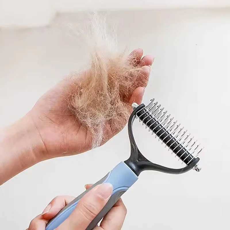 Professional Pet Deshedding Brush 2 Sided Dematting Dog And Cat Hair Remover Pet Hair Knot Cutter Dogs Grooming Shedding Supplie M251208 - view 3
