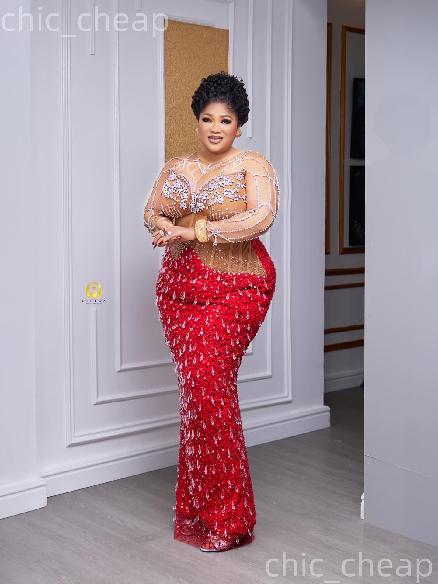 Aso Ebi Red Sheath Prom Dresses 2026 Rhinestones Illusion Sheer Neck Evening Formal Party Second Birthday Engagement Gowns Plus Size Dress For Special