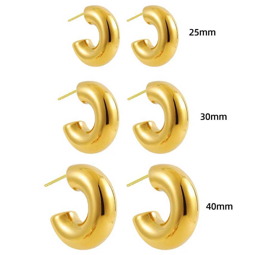 Extra Large Chunky Hoop Earrings for Women Gold Plated Stainless Steel Tube Thick Hoops Lightweight Jewelry Gifts 253040mm J251208