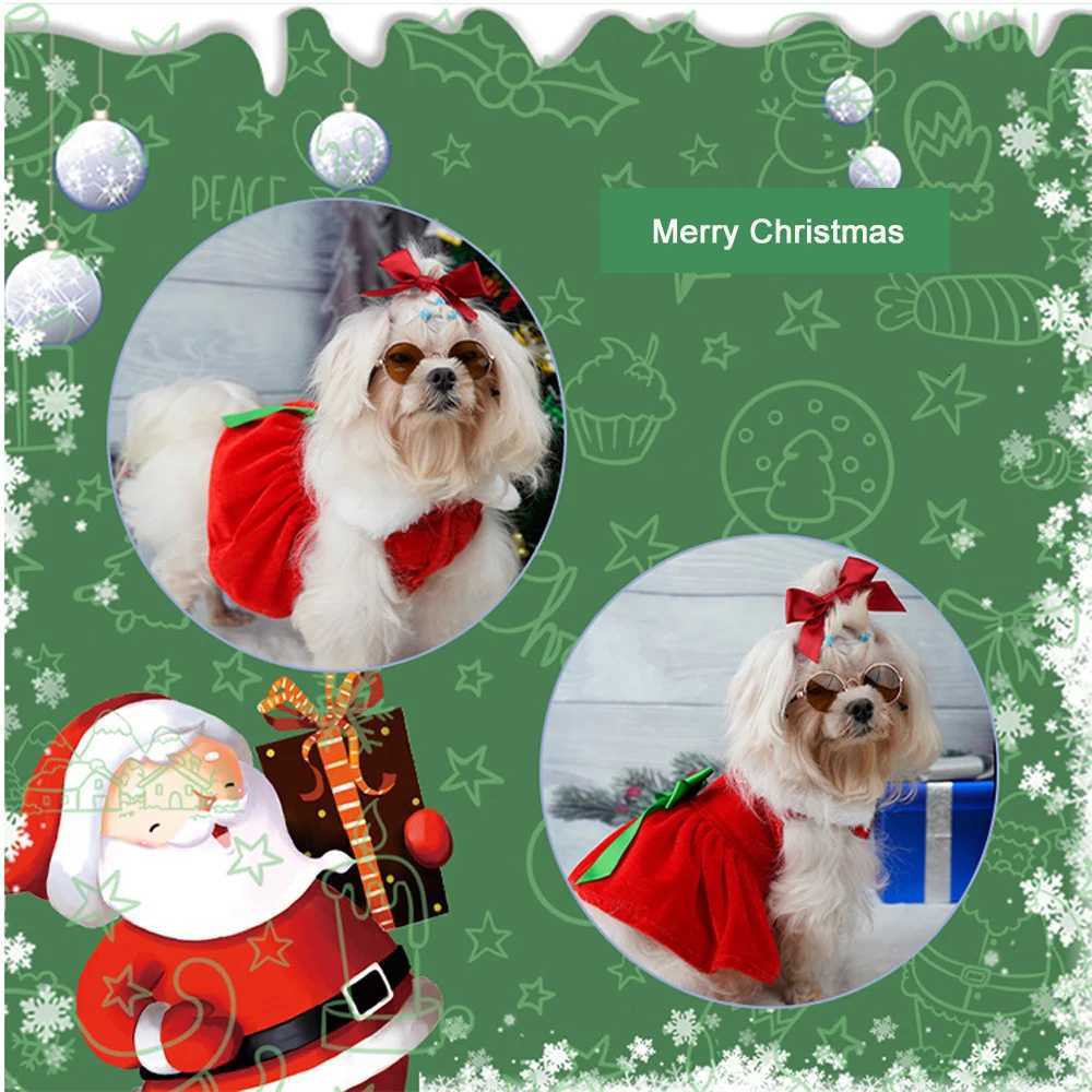 Dog Christmas Dress Costume Pet Santa Claus Clothes Velvet Dresses Puppy Winter Coat Xmas Holiday Outfit Cat Clothing M251208