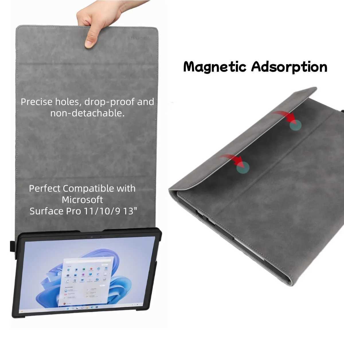 Business Cover for Surface Pro 11/10/9 Portfolio Case 13inch Mtiple Angle Stand Tpu Shell Cpatible with Keyboard C251208