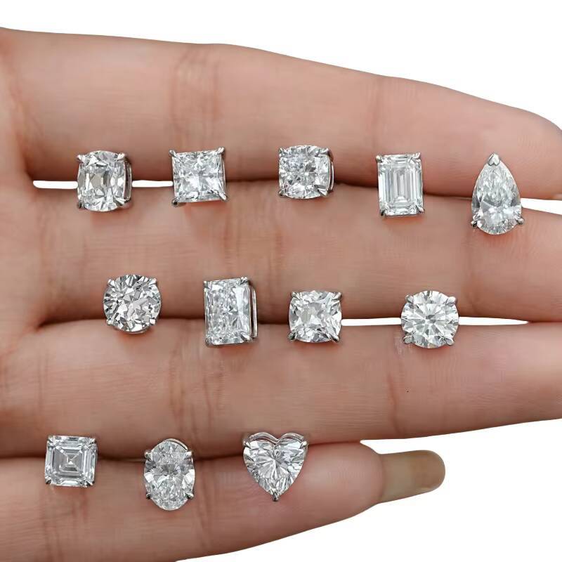 Igi Gia Certified HPHT CVD Lab Grown Made Created Diamond 14k 18k Solid Gold 4 Prong Earrings Stud Lab Grown Studs 1 2 3 Carat