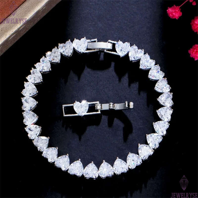 classic love heart CZ tennis bracelet designer for woman copper plated chain AAA zirconia silver diamond chains bracelets womens luxury jewelry valent