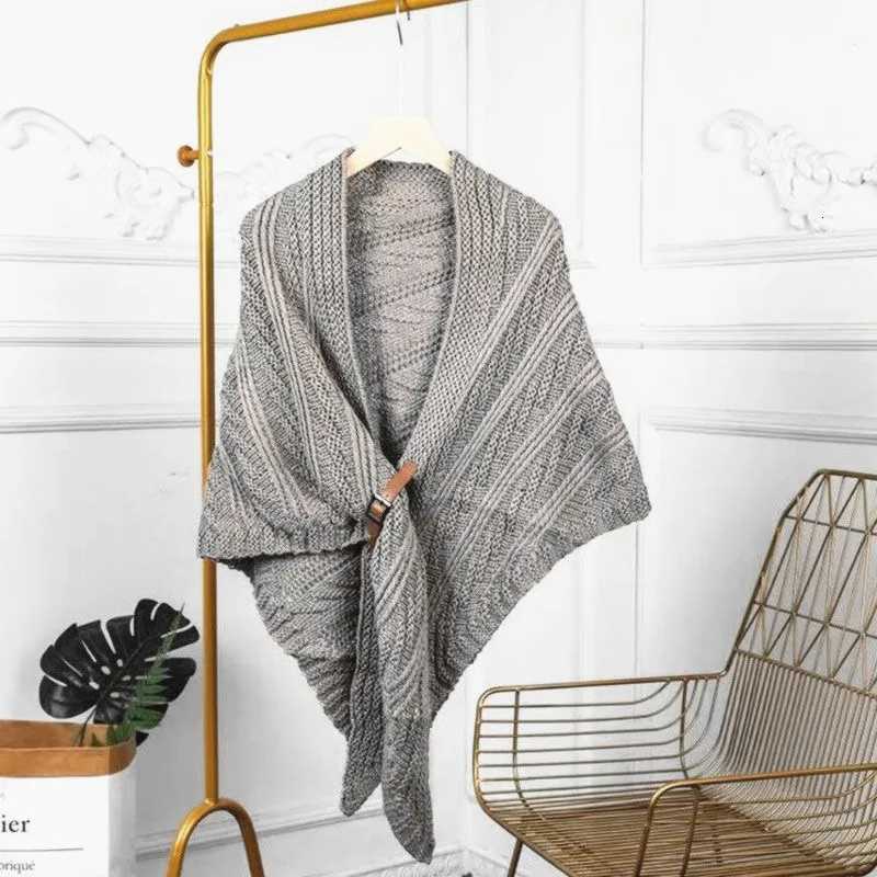 Luxury Korea Styles New Poncho Knitted Autumn Winter Triangle Scarf Wrap Warm Thick Shawl Elegant Cape Bufanda Y251208