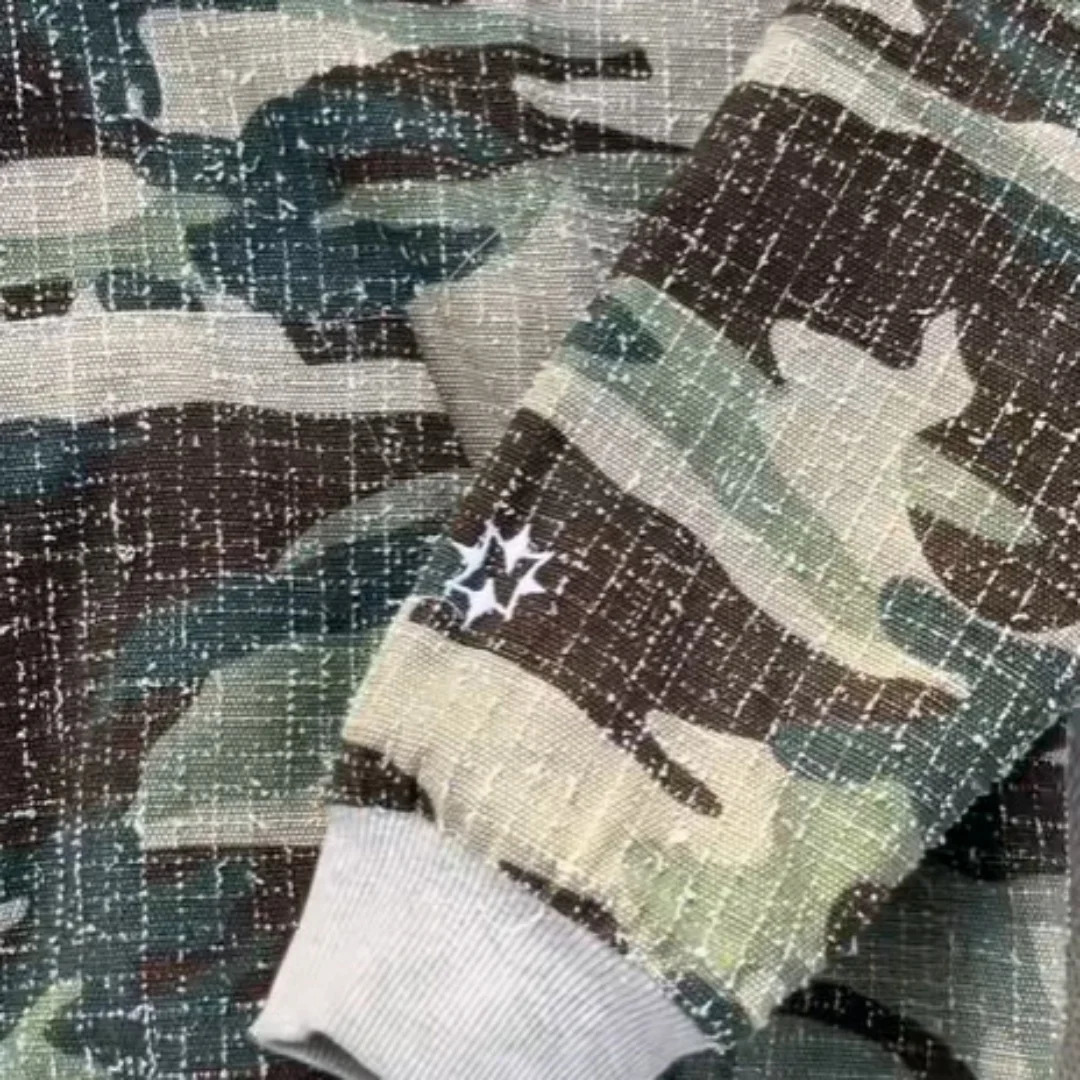 Y2K Loose Fit Camouflage Print Hoodie Men American Hip Hop Streetwear Front Back Graphic Pullover 251205