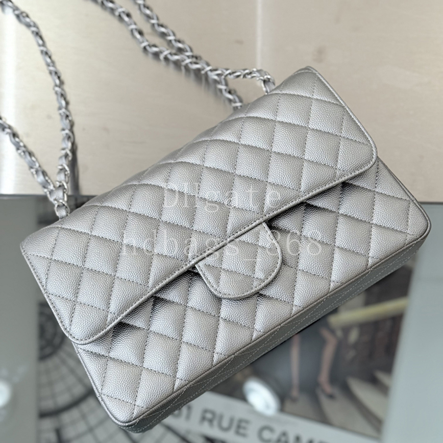 Mirror quality Designer Classic Flap Bag Caviar Handbag Shoulder Bag for Women Luxury Calfskin Bag Chain bag Crossbody bags 25cm with Box 24C04A