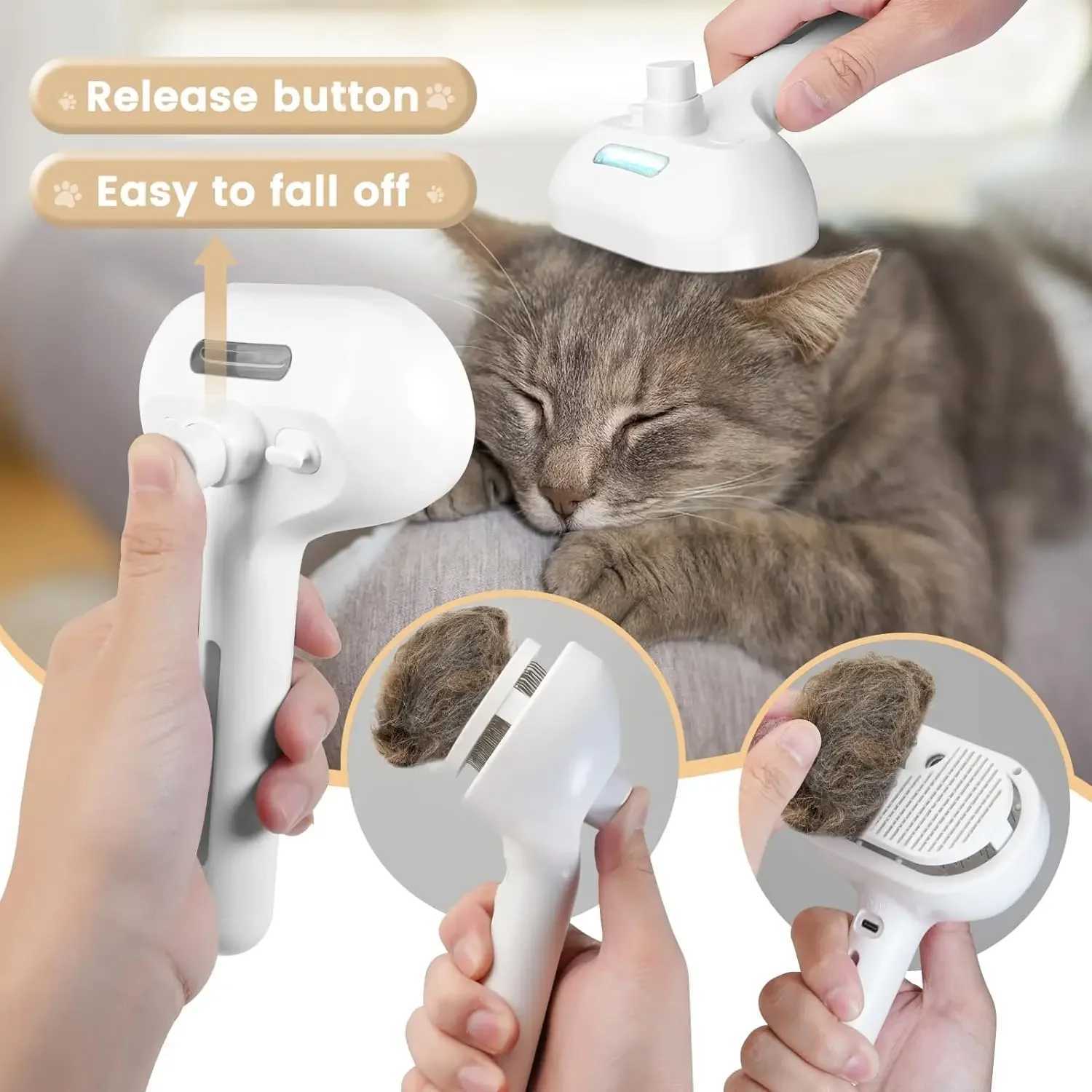3-in-1 Dog Hair Brush Cat Hair Brush Electric Pet Cleaning Brush Steam Spray Brush Massage Hair Removal Comb anti-Tangle Brush M251208 - view 4
