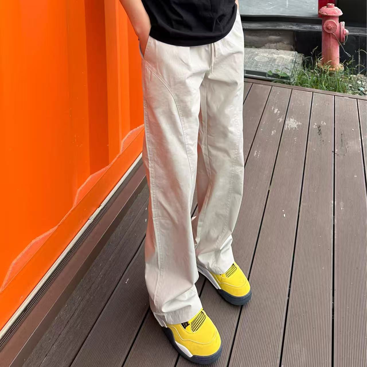 Men's casual sweatpants, slim-fitting straight-leg loose cargo pants