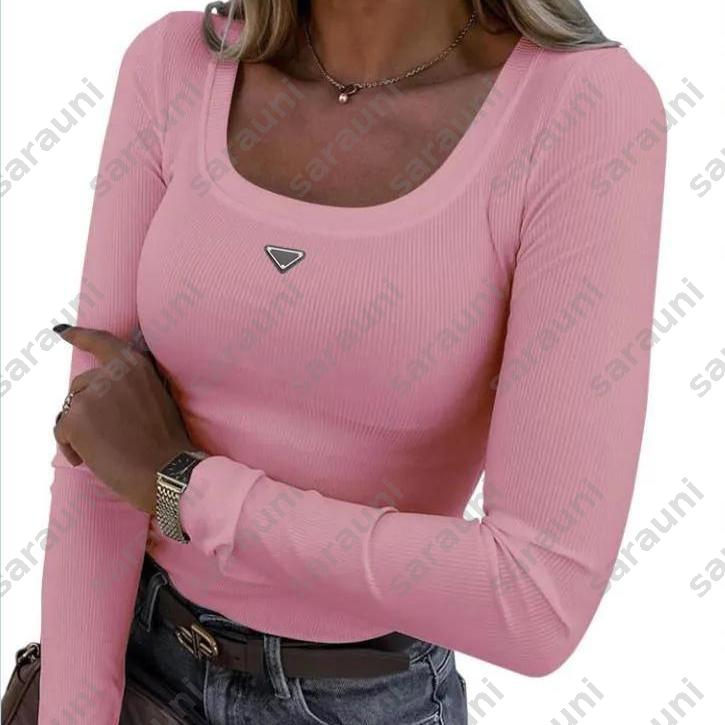 Designers Womens Letter Tshirt Long Sleeved Base Shirt Black White Colors Tees Ladies Clothes Classic Elastic Slim Tops