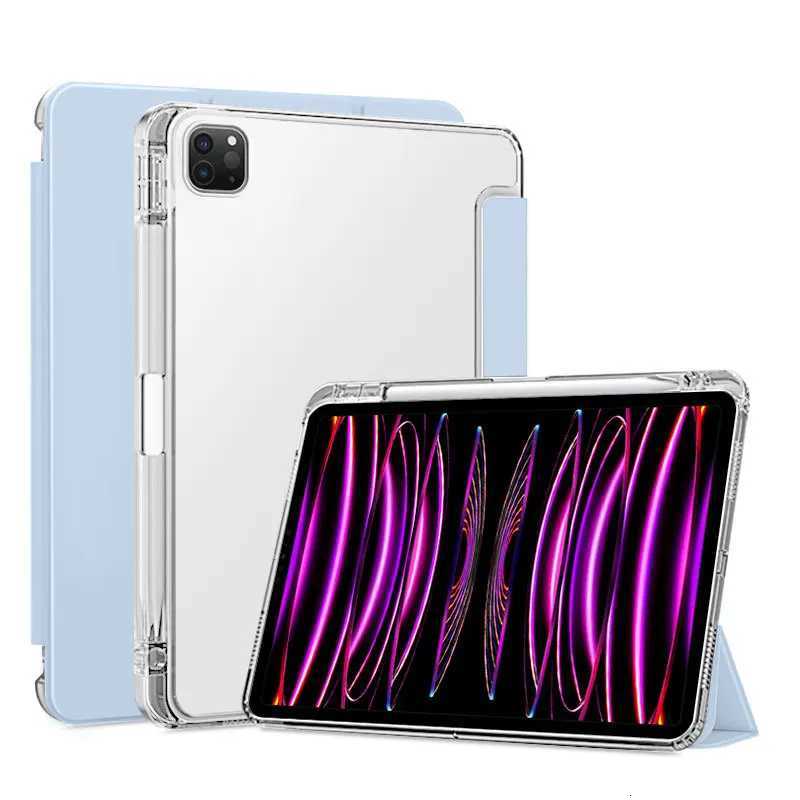 For iPad Pro 11 2022 pro 4th Gen 11 A2435 A2761 A2762 A2759 with Pen Holder Trifold PU Leaher TPU Back Stand Tablet Funda C251208