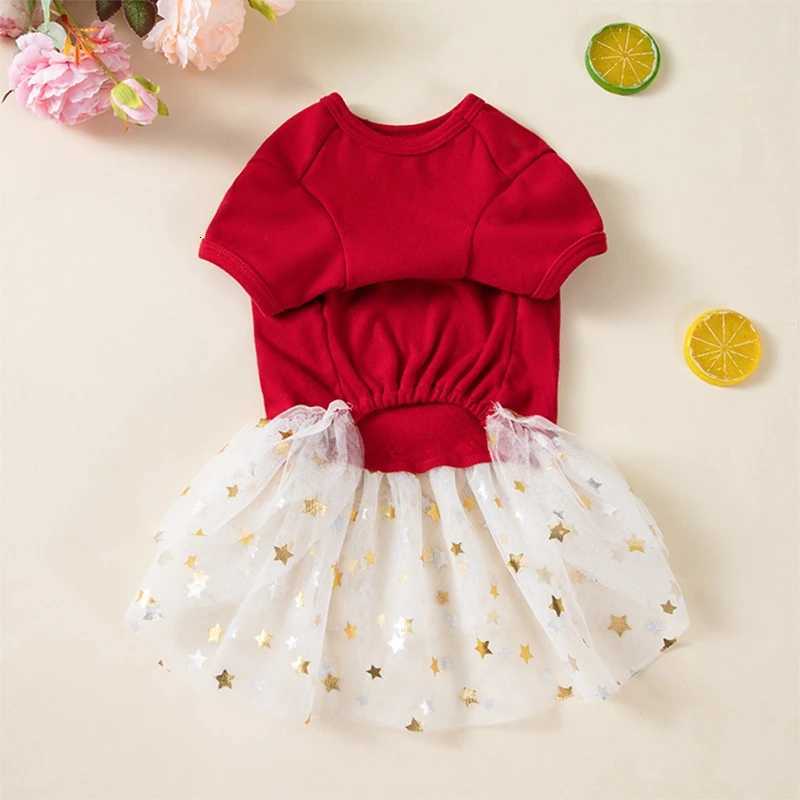 Glittery Red Dog Christmas Dress Poodle Style Ruffled Skirt Outfit for Pomeranian Chihuahua Shih Tzu Holiday Photo Costume M251208