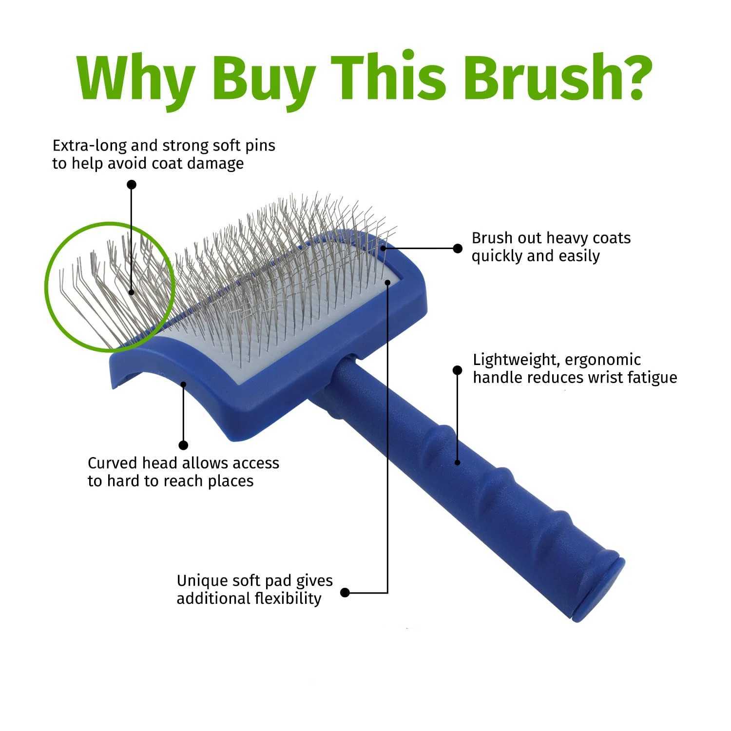 Slicker Brush for Dog Grooming with Long Soft Pins Perfect for Doodle Breeds Angled Pins for Dematting Remove Undercoat M251208 - view 4