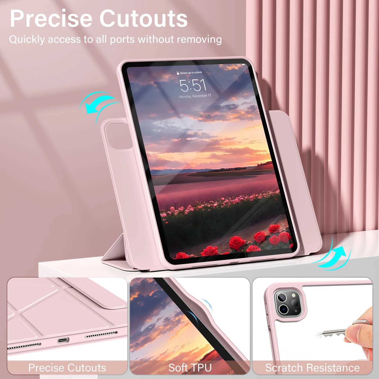 ZOYU Case iPad 10 Air 11 4/5 109 Pro 11 13 2024 Detachable Y-Shaped Folding iPad 102 7/8/9th Gen Rotate 360Detachable Cover C251208