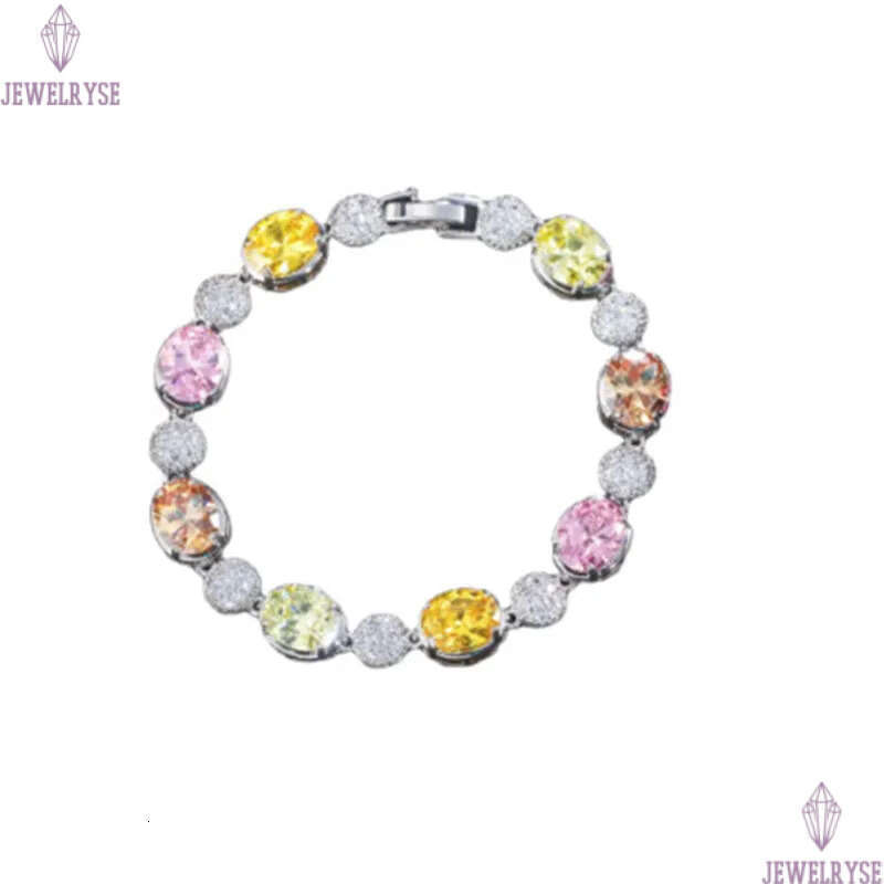 luxury diamond tennis bracelet designer woman square iced out chain colorful AAA zirconia copper crystal silver bracelets girls womens jewelry friend 