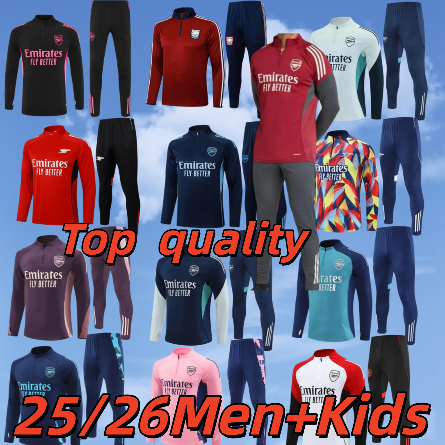 25 26 Arsen alfc tracksuits soccer Training Suit MEN Kids kit 25 26 G. JESUS ODEGAARD RICE HAVERTZ PEPE SAKA train Sportswear Survatment Chandal Set 666