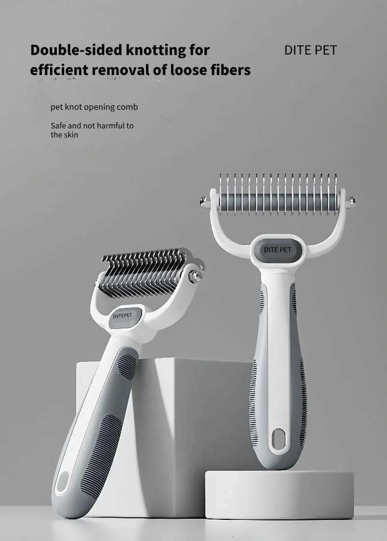 Dog Cat Grooming Brush Double-Sided Deshedding - Dematting Undercoat Rake and Pin Brush for Long and Short Haired Dogs Cats M251208 - view 4