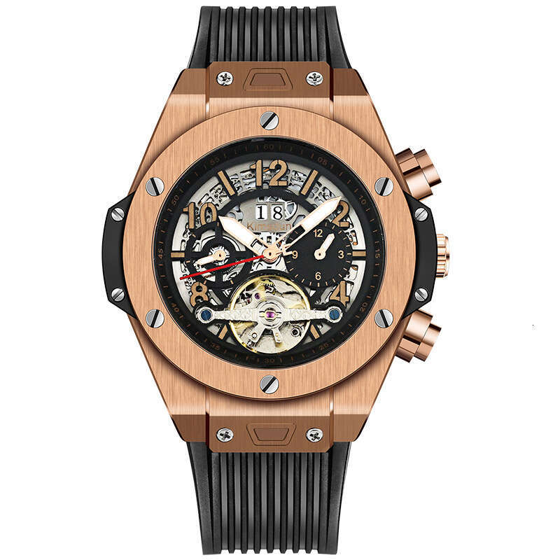 Hot-Selling Genuine Belt Tourbillon Automatic Mechanical Waterproof Luminous Business Men's Watch
