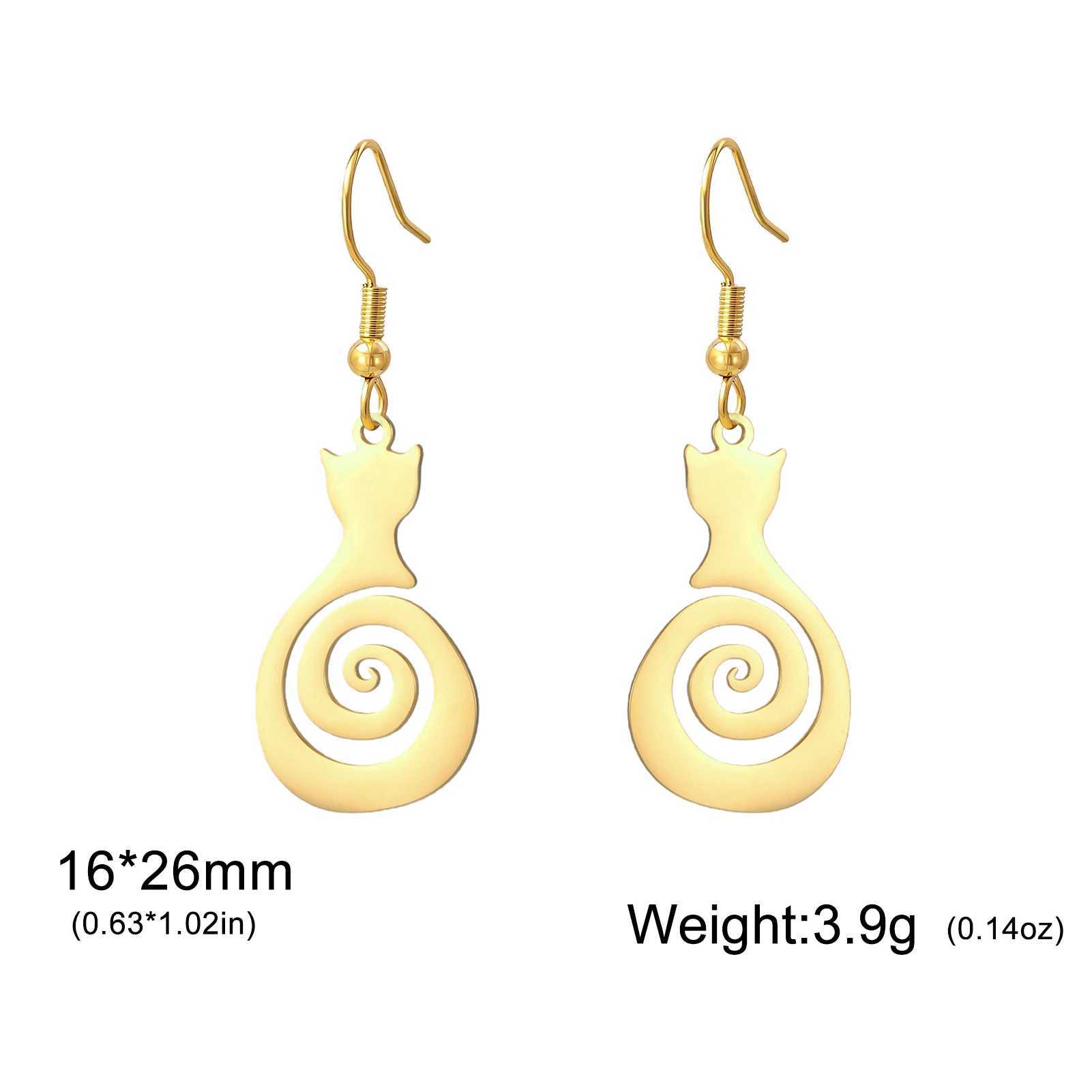 Cazador Cat Kitten Cute Swirl Spiral Tail Earrings for Women Girls Stainless Steel Animal Drop Earrings Jewelry Birthday Gift J251208