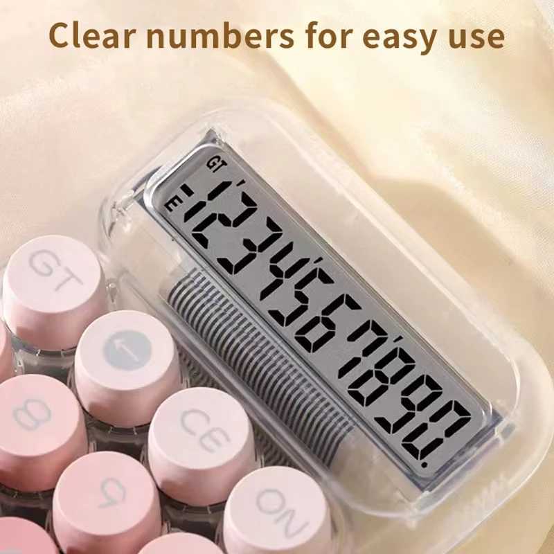 Transparent Gradient Color Large Buttons Large Screen Electronic 10 Digit Calcator Student Portable for School He and Off H251208