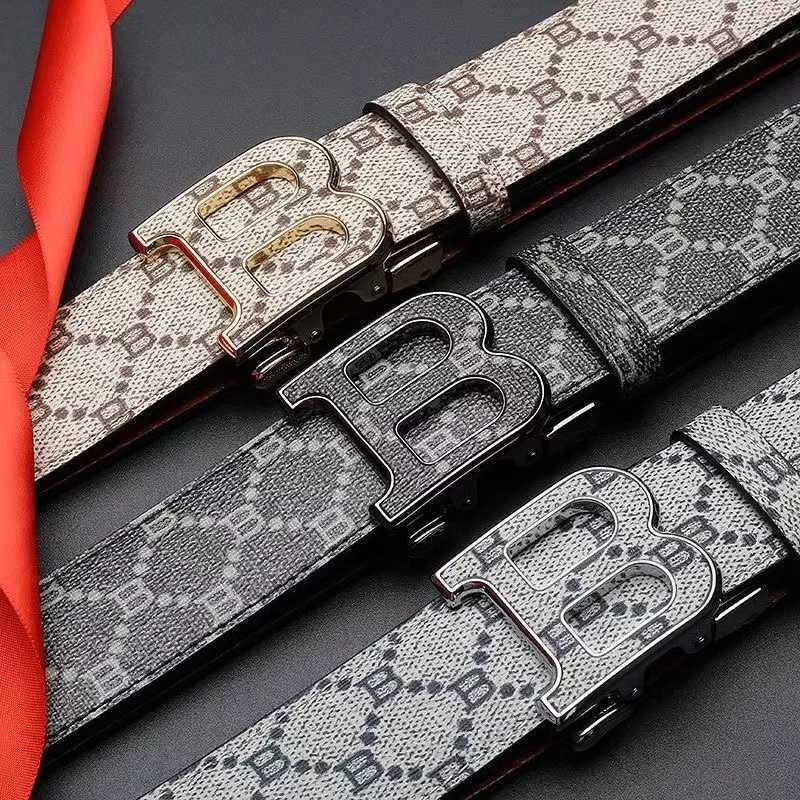 fashion belt new luxury fashion business alloy needle mens B buckle head waist belt for men