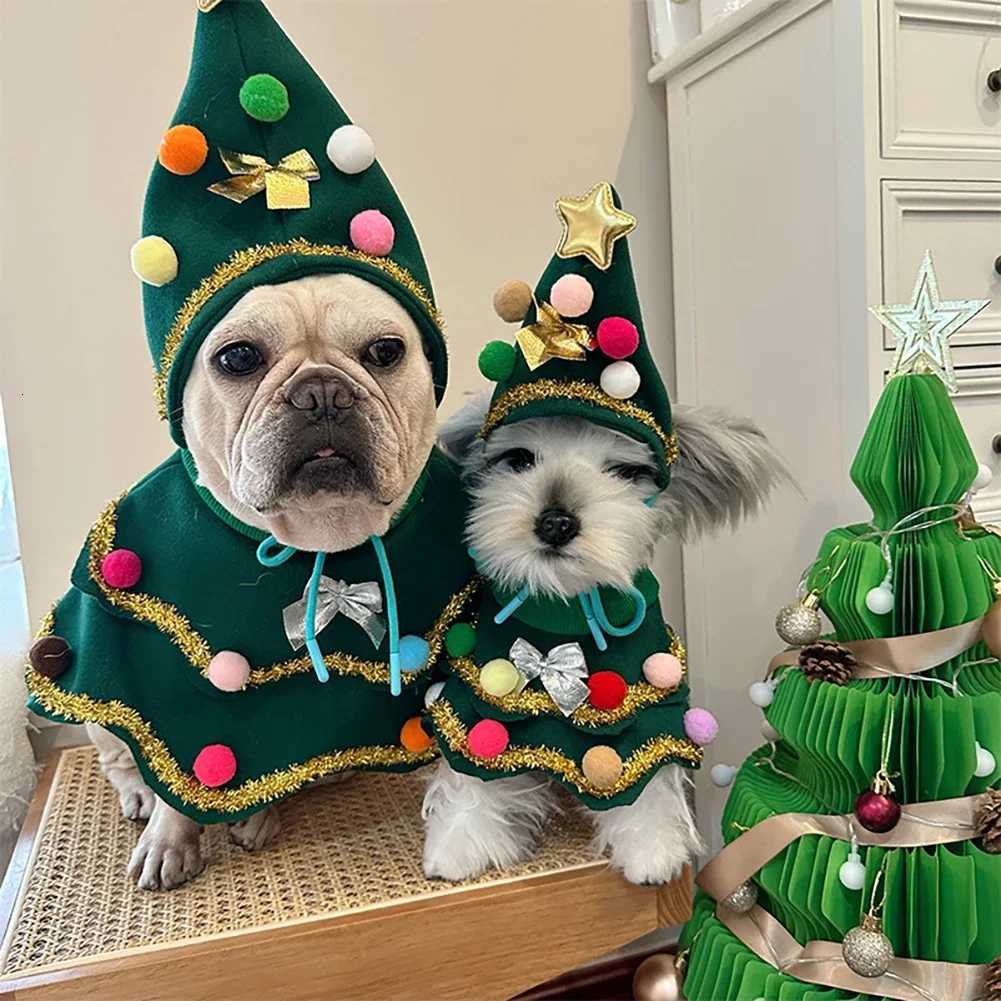 Cute Christmas Dog Cape Festive Pet Cloak Christmas Role-Play Outfit Christmas Tree Dog Dress Funny Pet Christmas Clothing M251208