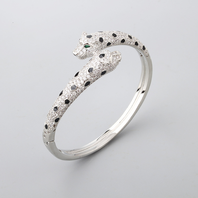 American Trendy Internet Celebrity Style Spotted Full Diamond Double Leopard Head Bracelet Ring High-End Light Luxury Fashion Factory Wholesale 43
