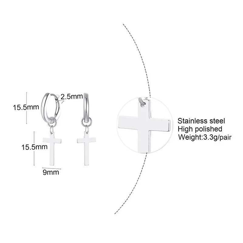 Stainless Steel Earring with Cross Charm for Guys Mens Jewelry J251208