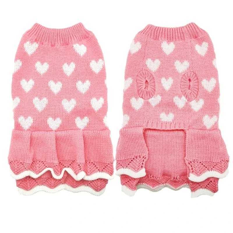 Fashion Heart Pattern Turtleneck Knitdress for Small Dog Cats Autumn Winter Wear K2WE M251208