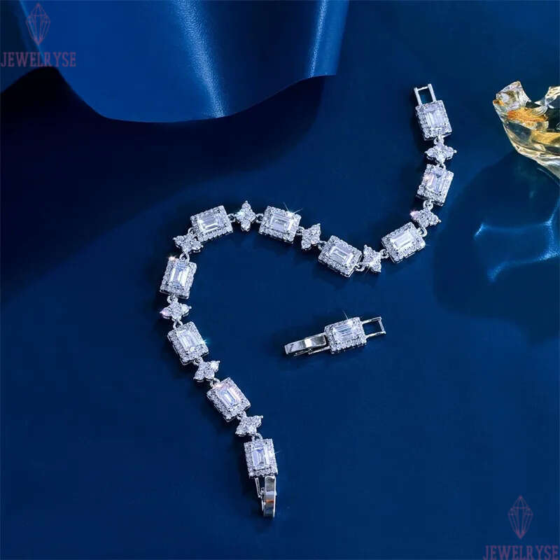 luxury exquisite square AAA cubic zirconia designer bracelet for woman chian silver diamond charm wedding engagement bracelets jewelry women party gir