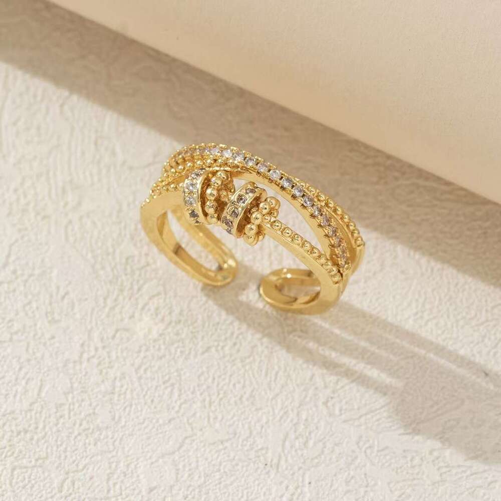 Ring For Women Designer Luxury Zircon Inlaid Diamond Rotating Smart Open for Women Adjustable Anxiety Simple Ins Personality Ring