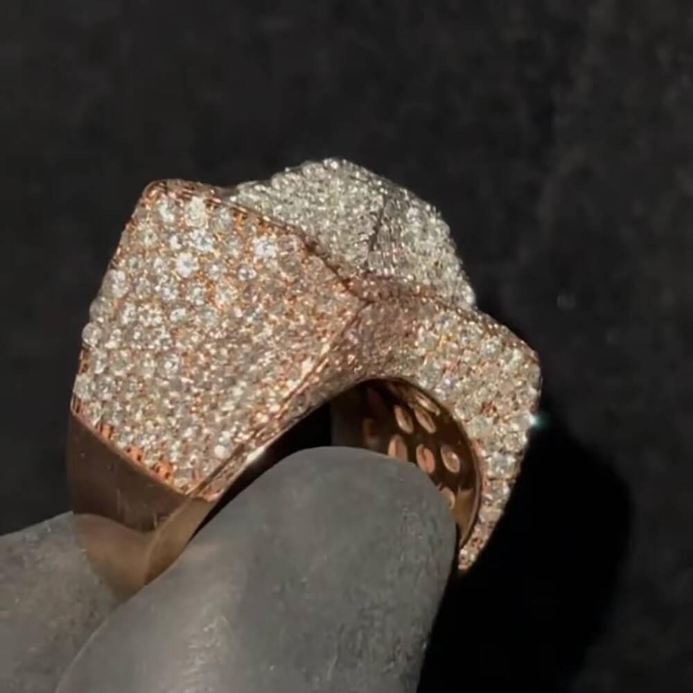 Star Shaped Iced Out Ring 925 Sterling Silver VVS Moissanite Hip Hop Statement Jewelry