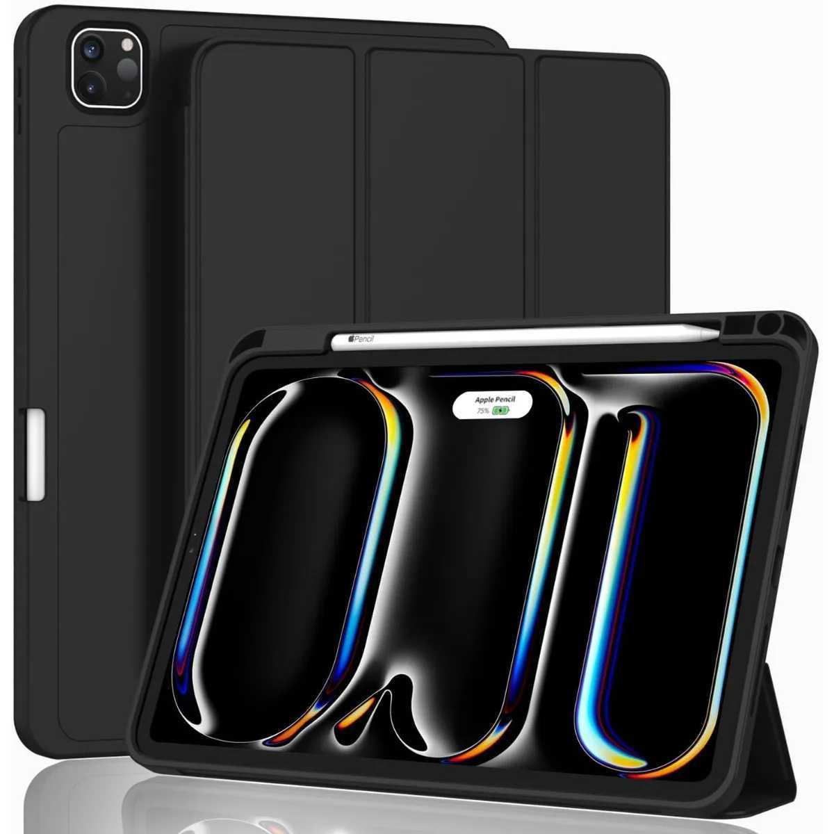 iPad Pro 11 Inch Case M4 2024 5th Gen Model A2836/A2837/A3006 Trifold Stand Smart Cover with Pencil Holder Soft TPU Back C251208