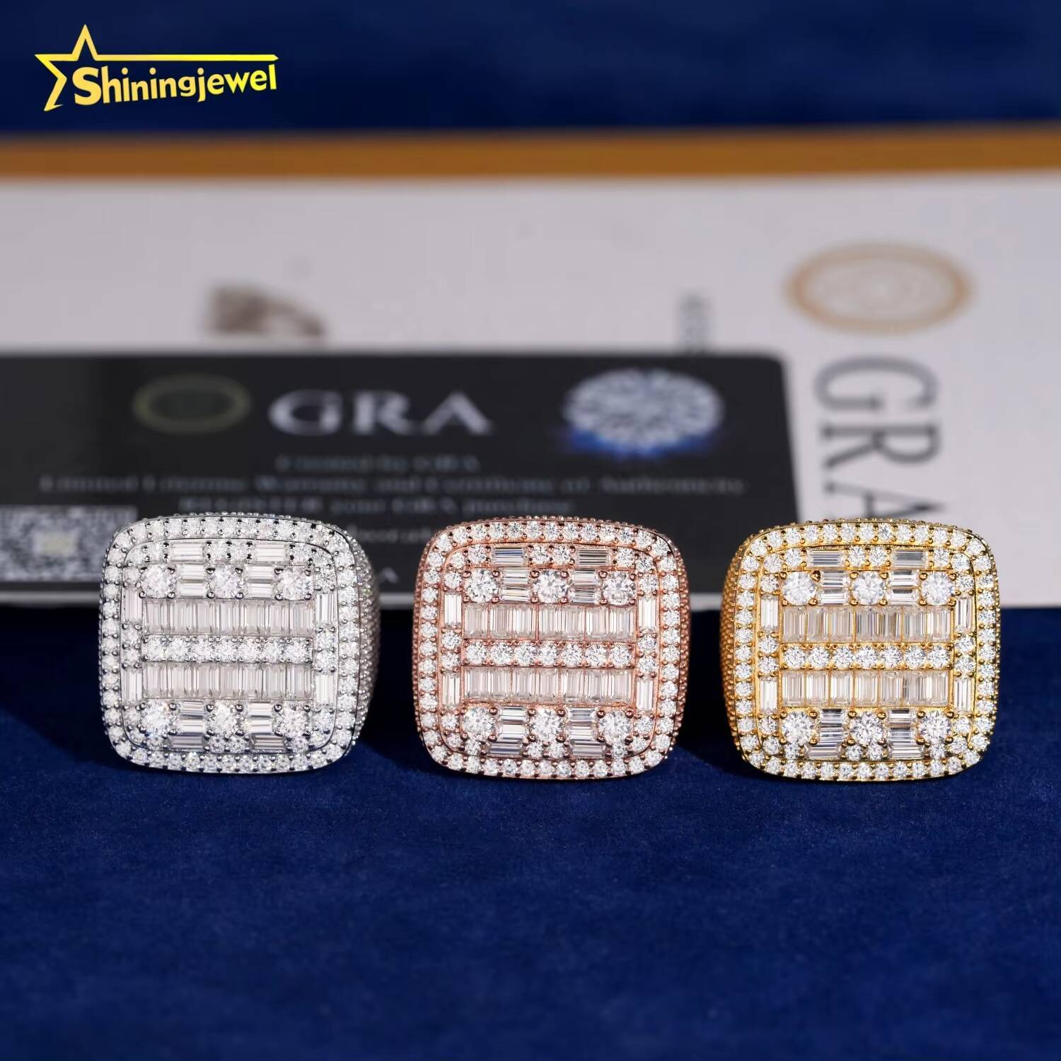 Hip Hop Rapper Style Iced Out Top Quality 925 Silver GRA Certificate Hip Hop Moissanite Ring for Men