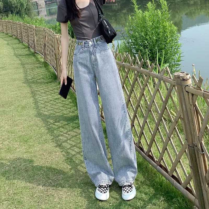 High Waist Wide-leg Jeans for Women in 2025 Straight Loose New Summer Thin Style to Make Them Look SlimT251208